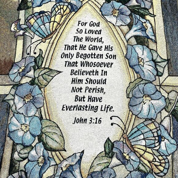 Tapestry Throw Blanket Blue Yellow Floral Inspiration Calla Lillies 62in x 52in - Picture 5 of 12